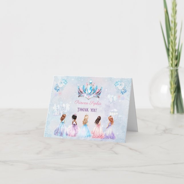 Niedliche Winterprinzessin Royal Birthday Girl Dankeskarte (Vorderseite)