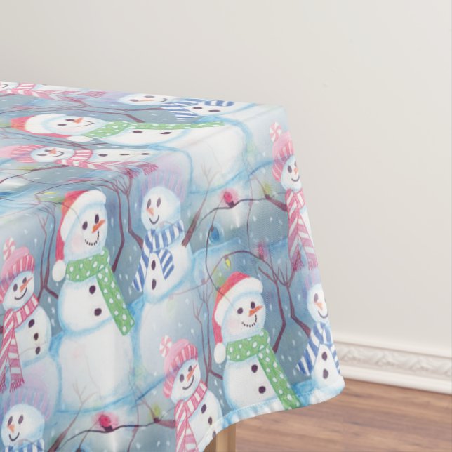 Niedliche Wintersaison Snowmen Kunst, Dichtung und Tischdecke (Beispiel)