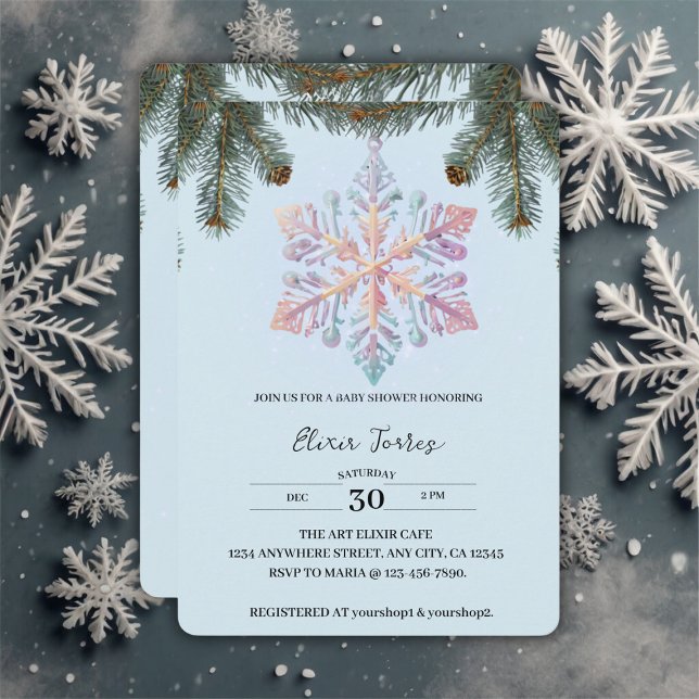 Niedliche Winterschneeflocken Niedliche Babydusche Einladung (Von Creator hochgeladen)