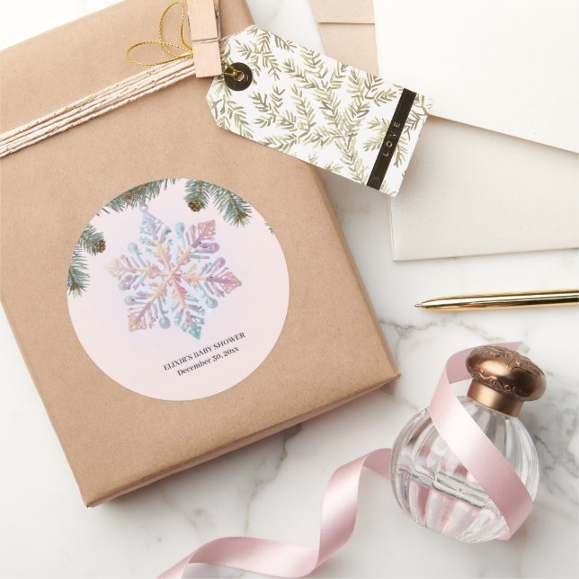 Niedliche Winterschneeflocken Niedliche Babydusche Runder Aufkleber (Schenken)