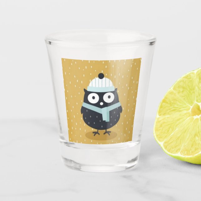 Niedliche Winterschneekunst Schnapsglas (Vorderseite)