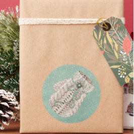 Niedliche Winterseilbahn Strick mitten im Vintagen Runder Aufkleber