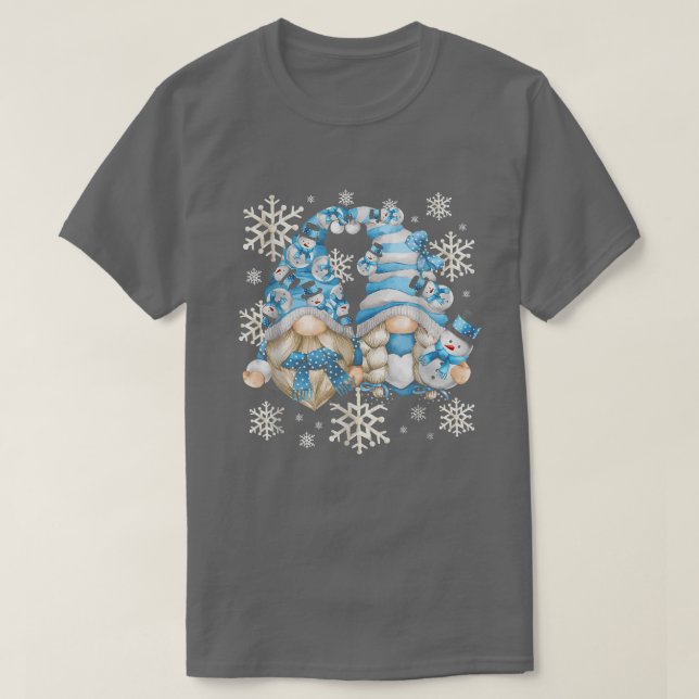 Niedliche Winterspiele mit Schneeflocken Schneebal T-Shirt (Design vorne)
