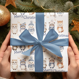 Niedliche Wintertiere Fa La Frische Weihnachten Geschenkpapier