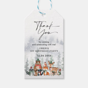Niedliche Wintertiere Woodland Onederland Geburtst Geschenkanhänger