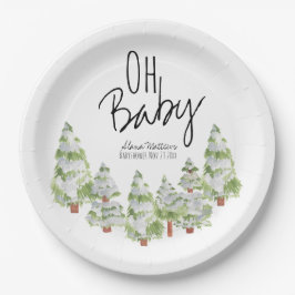 Niedliche Winterwald-Babydusche Pappteller
