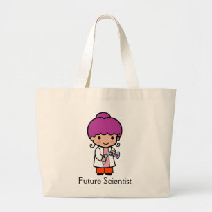 Niedliche Wissenschaftlerin / Chemist Girl mit Fla Jumbo Stoffbeutel
