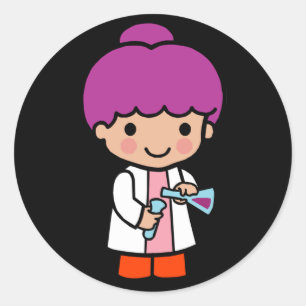 Niedliche Wissenschaftlerin / Chemist Girl with Fl Runder Aufkleber