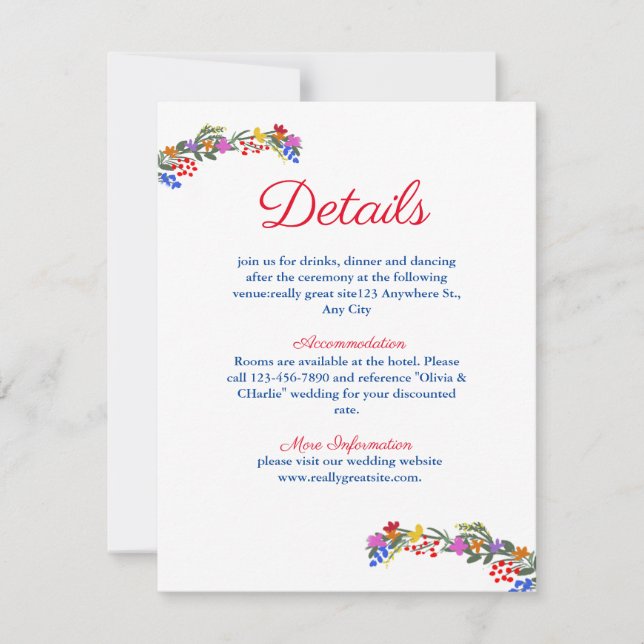 Niedliche Wldblumen Mitteilungskarte (Vorderseite)