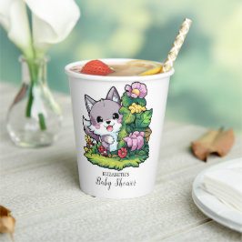 Niedliche Wolf Baby Dusche Pappbecher