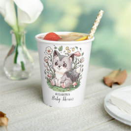 Niedliche Wolf Baby Dusche Pappbecher