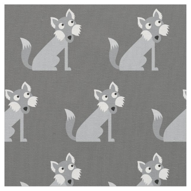 Niedliche Wolf Wolves Kid Baby Kinderzimmer Grau Stoff (Nahaufnahme)