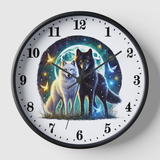 Niedliche Wolfsflieger Uhr (Vorderseite)