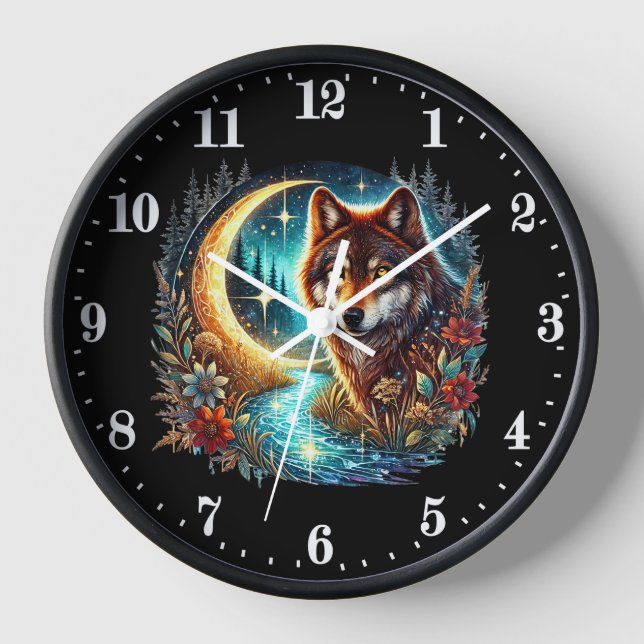 Niedliche Wolfsflieger Uhr (Vorderseite)