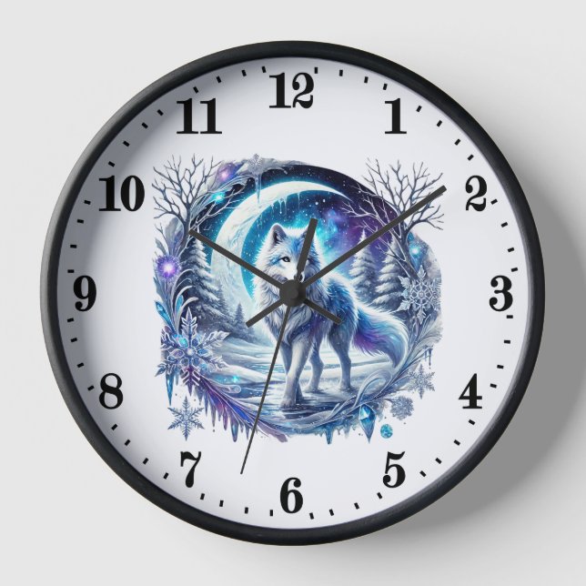 Niedliche Wolfsflieger Uhr (Vorderseite)