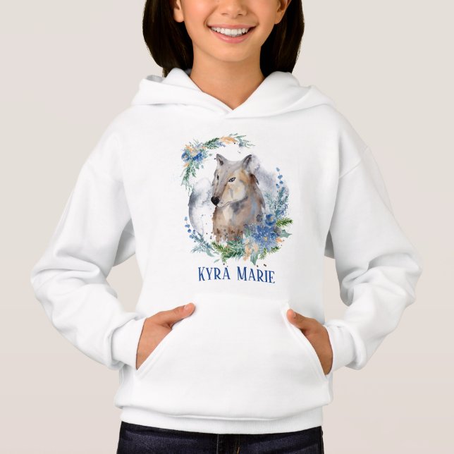 niedliche Wolfsliebhaber geben Namen Hoodie (Vorderseite)