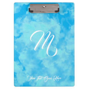 Niedliche Wolken Blue Monogram Clipboard Klemmbrett