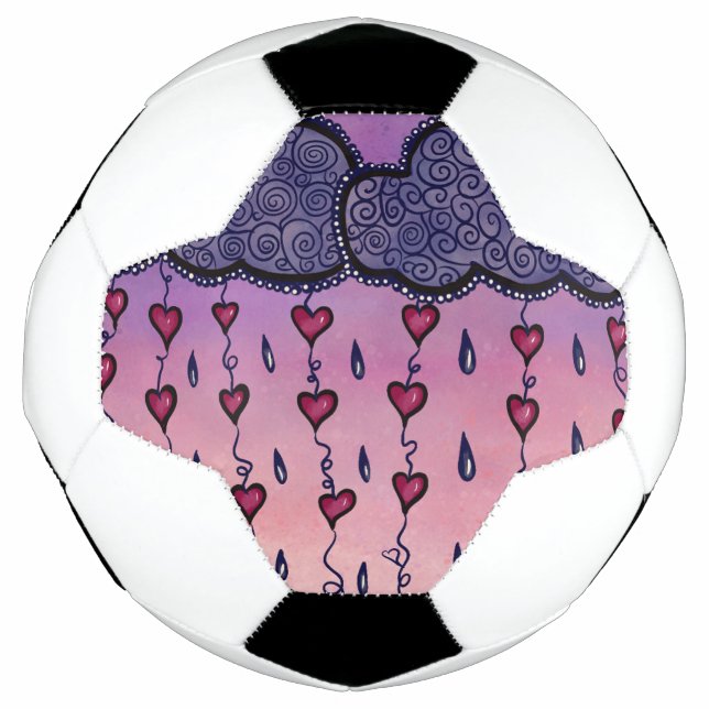 Niedliche Wolken, Herzen und Regentropfen Fußball (Vorderseite)