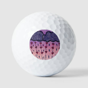 Niedliche Wolken, Herzen und Regentropfen Golfball