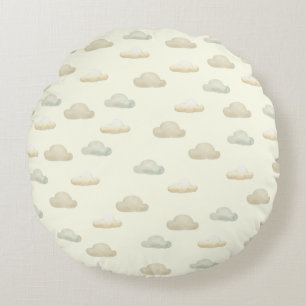 Niedliche Wolken im Butter-Gelben Himmel Rundes Kissen