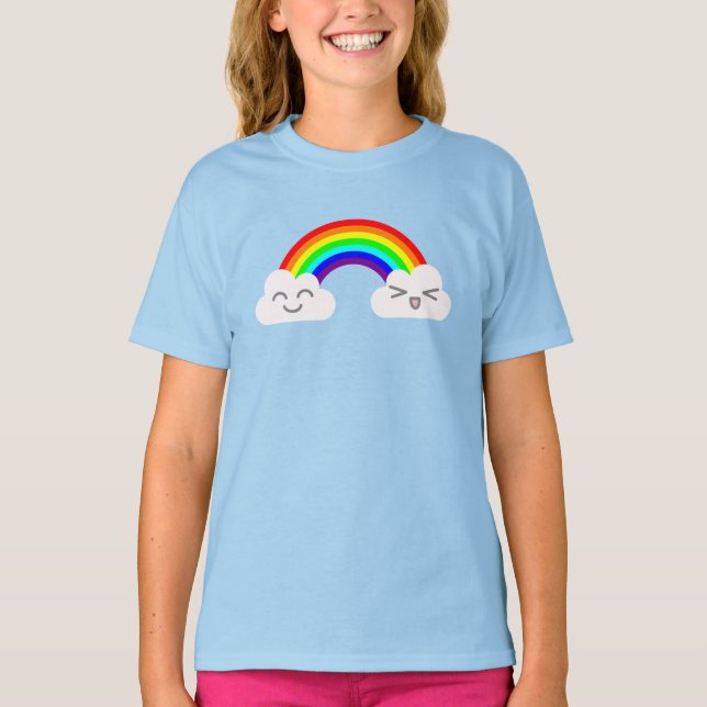 Niedliche Wolken und ein Regenbogen-T - Shirt (Vorderseite)