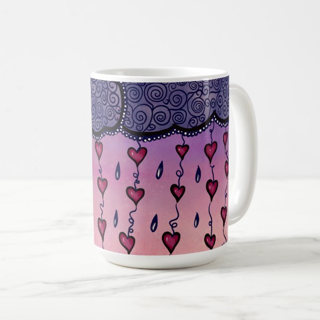 Niedliche Wolken und Herzkunst Kaffeetasse (VorderseiteRechts)