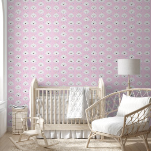 Niedliche Wolken w. Rainbow Stars Pastellrosa Kind Tapete