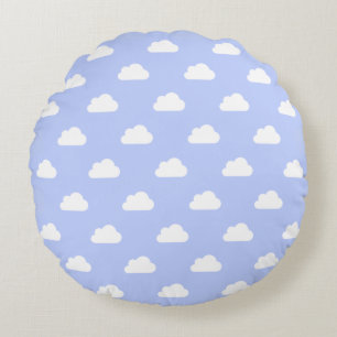 Niedliche Wolken weiß auf blau Rundes Kissen