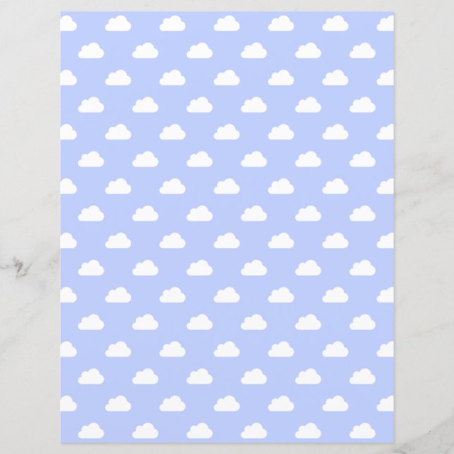 Niedliche Wolken Weiß auf blauem Scrapbook (Vorderseite)