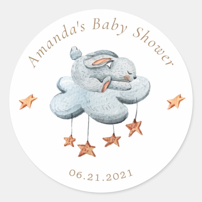 Niedliche Wolkendusche Stars Babydusche Runder Aufkleber (Vorderseite)