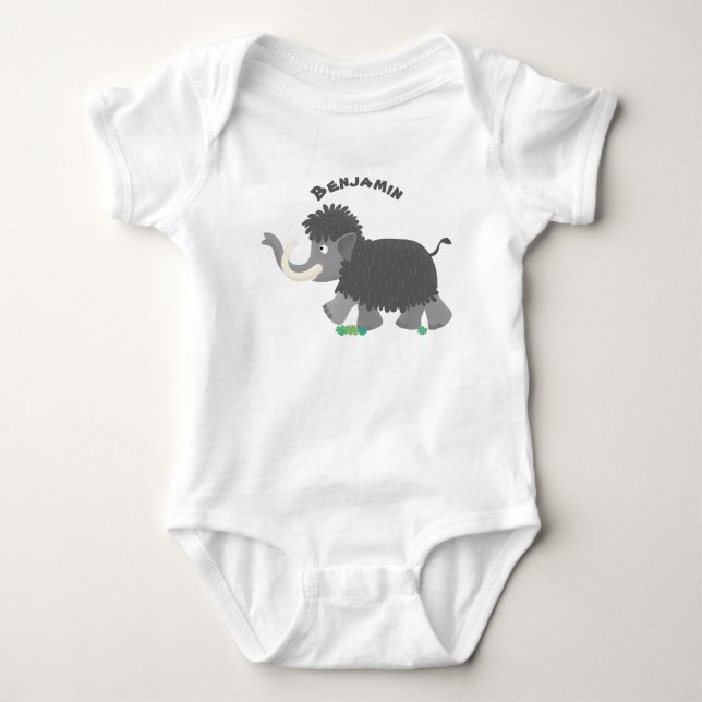 Niedliche Wollmammut-Cartoon-Abbildung Baby Strampler (Vorderseite)
