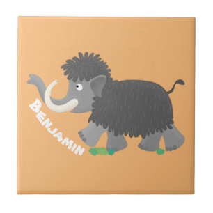 Niedliche Wollmammut-Cartoon-Abbildung Fliese