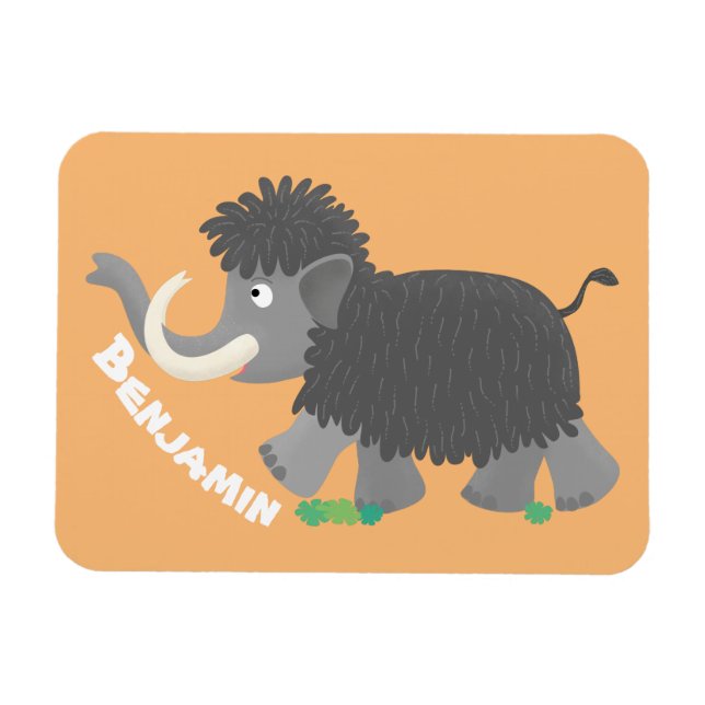 Niedliche Wollmammut-Cartoon-Abbildung Magnet (Horizontal)
