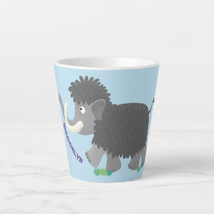 Niedliche Wollmammut-Cartoon-Abbildung Milchtasse