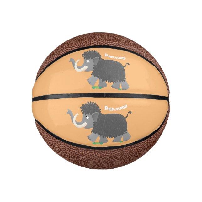 Niedliche Wollmammut-Cartoon-Abbildung Mini Basketball (Vorderseite)
