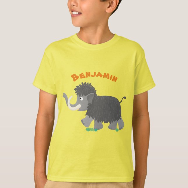 Niedliche Wollmammut-Cartoon-Abbildung T-Shirt (Vorderseite)