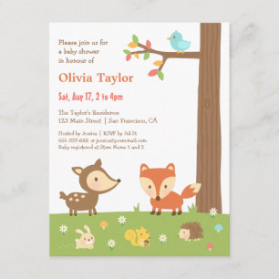 Niedliche Woodland Animal Baby Dusche Einladung