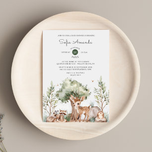 Niedliche Woodland Animal Baby Dusche Einladung