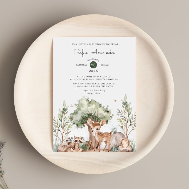 Niedliche Woodland Animal Baby Dusche Einladung (Von Creator hochgeladen)