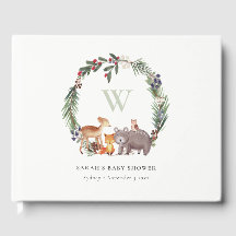 Niedliche Woodland Animal Leafy Wreath Baby Dusche