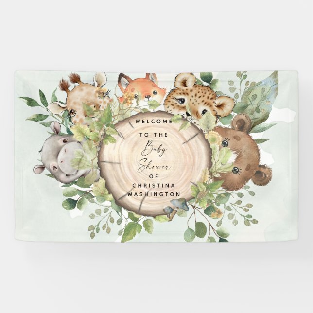 Niedliche Woodland Animals Kinderdusche Banner (Horizontal)