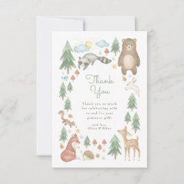 Niedliche Woodland Animals Kinderdusche Dankeskarte