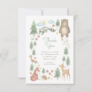 Niedliche Woodland Animals Kinderdusche Dankeskarte