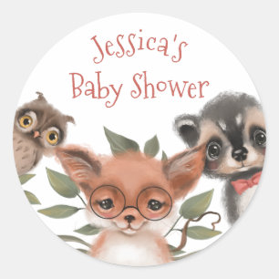 Niedliche Woodland Animals Kinderdusche für Jungen Runder Aufkleber