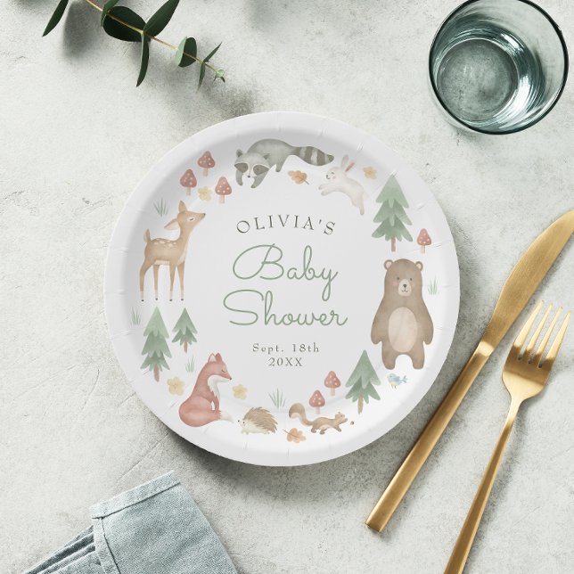 Niedliche Woodland Animals Kinderdusche Pappteller (Von Creator hochgeladen)