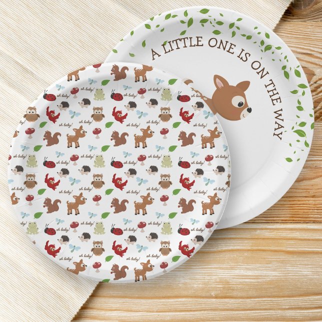 Niedliche Woodland Animals Kinderdusche Pappteller (Woodland Baby Shower Paper Plates)