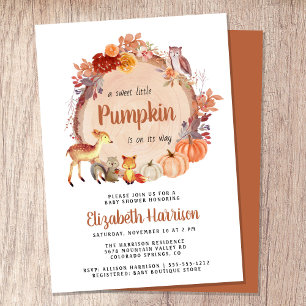 Niedliche Woodland Animals Pumpkin Baby Dusche Einladung