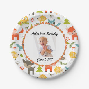 Niedliche Woodland Animes Custom Foto Party Teller