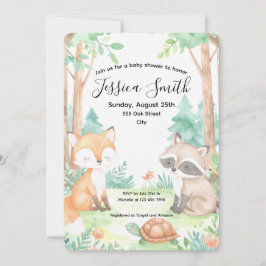 Niedliche Woodland Baby Dusche Thema Einladung