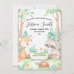 Niedliche Woodland Baby Dusche Thema Einladung